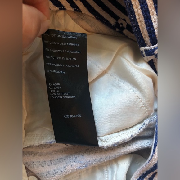 Anthropologie Women's The Essential Slim Trousers Blue White Stripe Size 2 - Picture 16 of 16